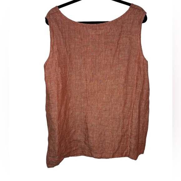 Flax 100% Linen Lagenlook Sleeveless Boxy Blouse Size 2G (22-24) Cottagecore - Picture 5 of 10